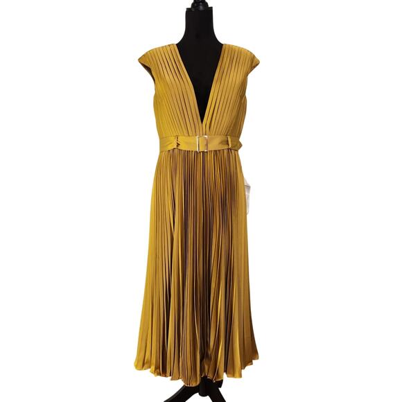 IEENA for Mac Duggal Dresses & Skirts - IEENA MAC DUGGAL NWT Pleated Cap Sleeve Chartreuse Dress 26483, Size 10